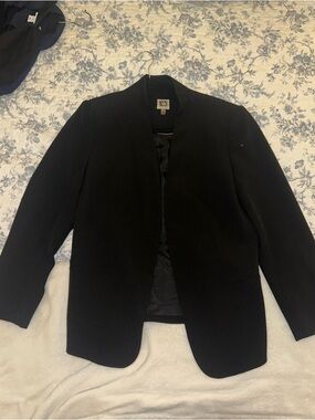 Anne Klein Black Women's Open-Front Collarless Blazer Jacket - Brand: